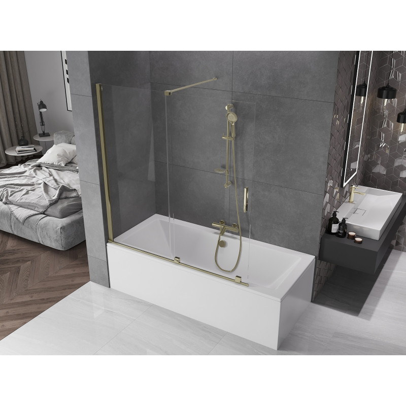 Mexen Velar posuvná vaňová zástena 2-krídlová 150 x 150 cm, transparentná, zlatá - 896-150-000-01-50