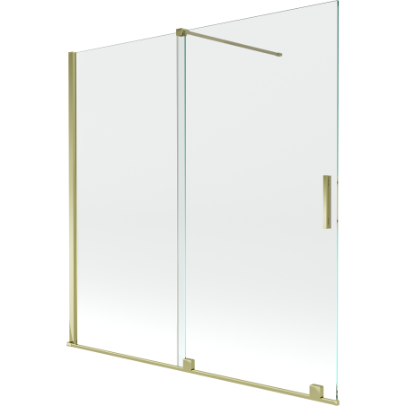 Mexen Velar dvojkrídlový vaňový paraván posuvný 160 x 150 cm, transparentný, zlatý - 896-160-000-01-50