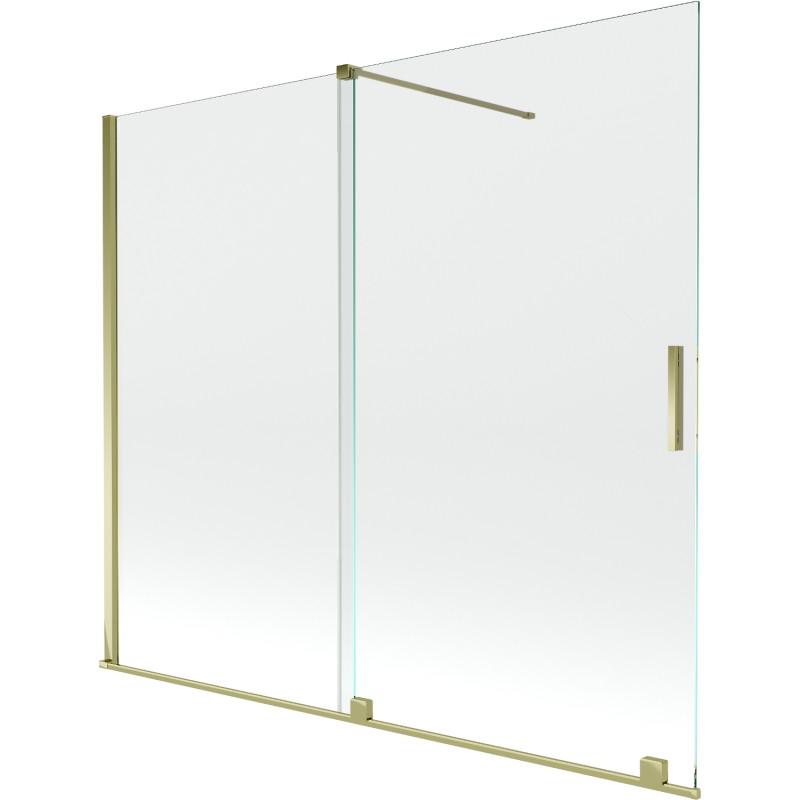 Mexen Velar dvojkrídlová posuvná vaňová zástenka 180 x 150 cm, transparentná, zlatá - 896-180-000-01-50