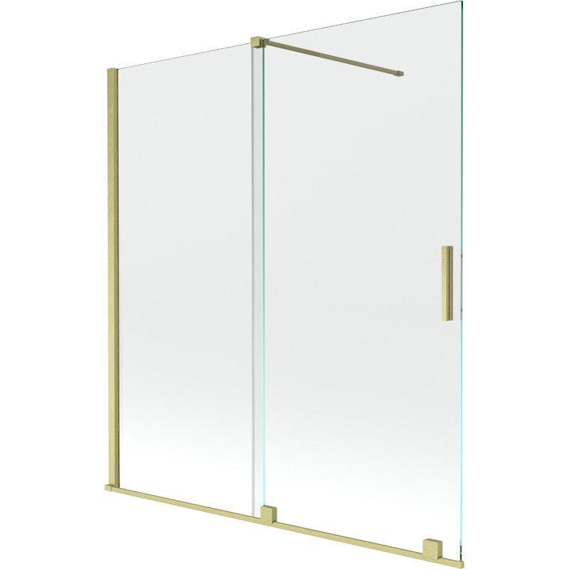 Mexen Velar dvojkrídlový zasúvací vaňový paraván 150 x 150 cm, transparentný, zlatý kartáčovaný - 896-150-000-01-55