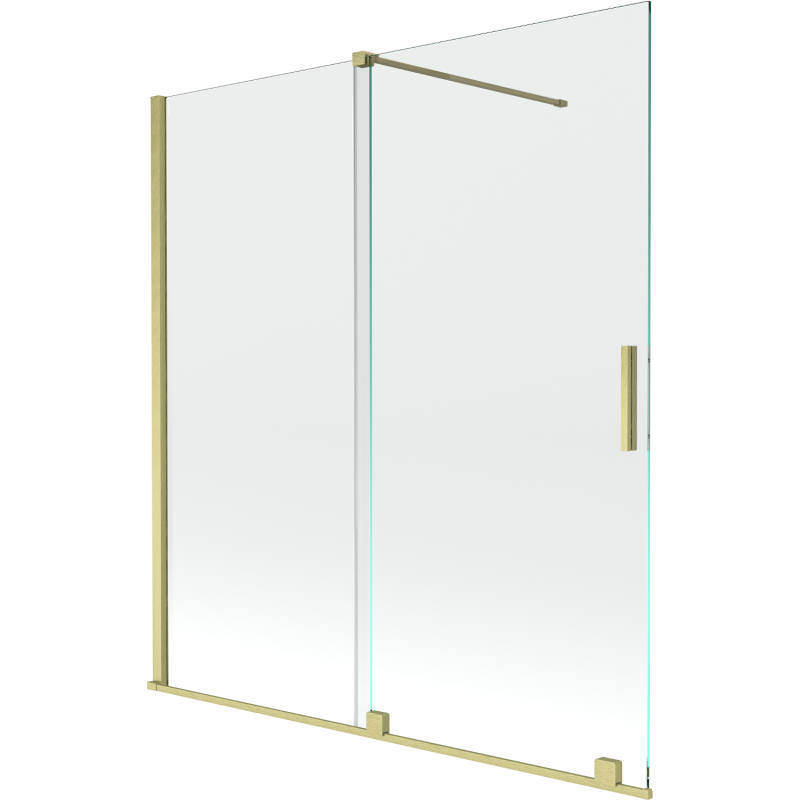 Mexen Velar vaňová zábrana 2-krídlová posuvná 150 x 150 cm, priehľadná, zlatá kartáčovaná - 896-150-000-01-55