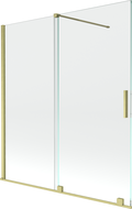 Mexen Velar vaňová zábrana 2-krídlová posuvná 150 x 150 cm, priehľadná, zlatá kartáčovaná - 896-150-000-01-55