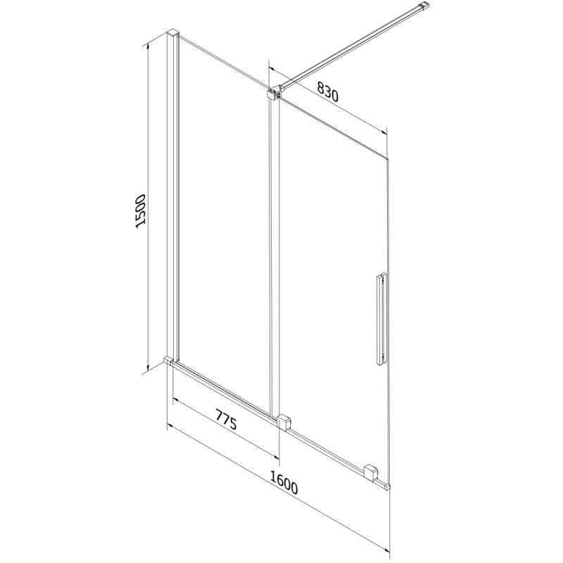 Mexen Velar dvojkrídlová posuvná vaňová zástena 160 x 150 cm, transparentná, zlatá kartáčovaná - 896-160-000-01-55