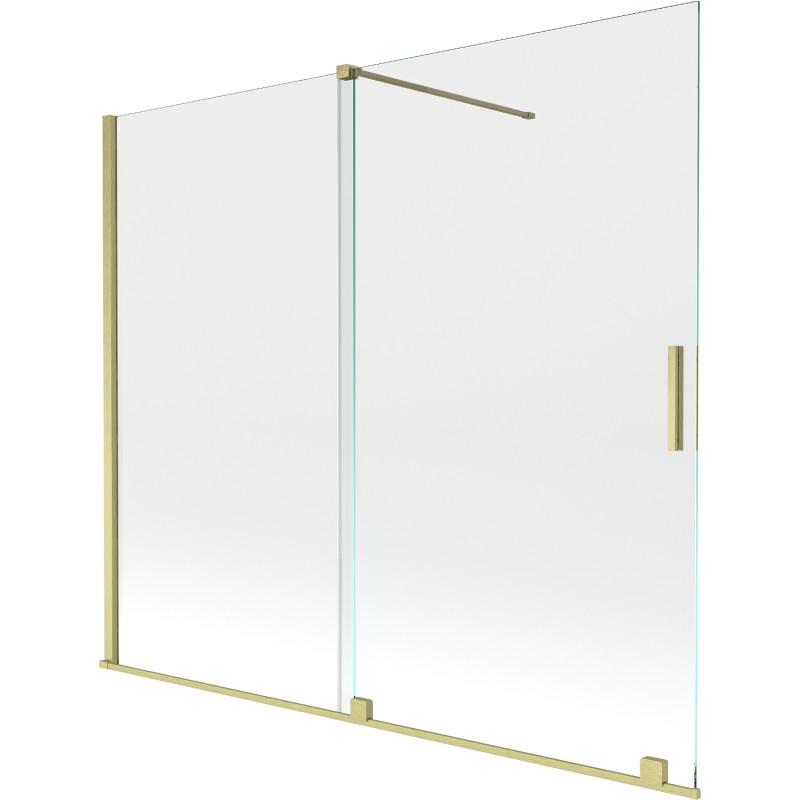 Mexen Velar dvojkrídlová vaňová zástena posuvná 180 x 150 cm, transparentná, zlatý kartáčovaný - 896-180-000-01-55