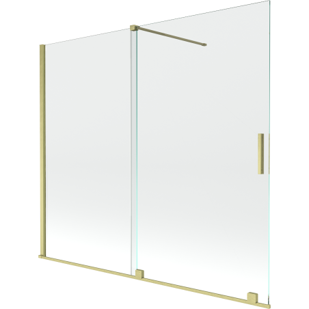 Mexen Velar dvojkrídlová vaňová zástena posuvná 180 x 150 cm, transparentná, zlatý kartáčovaný - 896-180-000-01-55