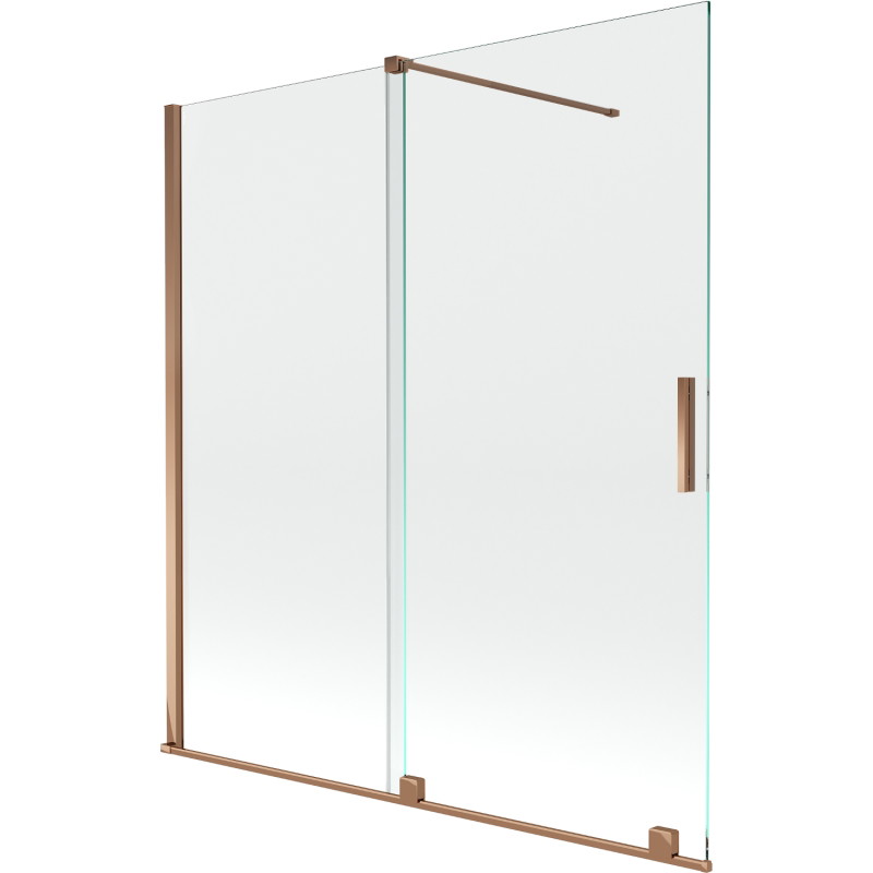 Mexen Velar posuvná vaňová zástena s dvoma krídlami 150 x 150 cm, transparentná, ružové zlato - 896-150-000-01-60