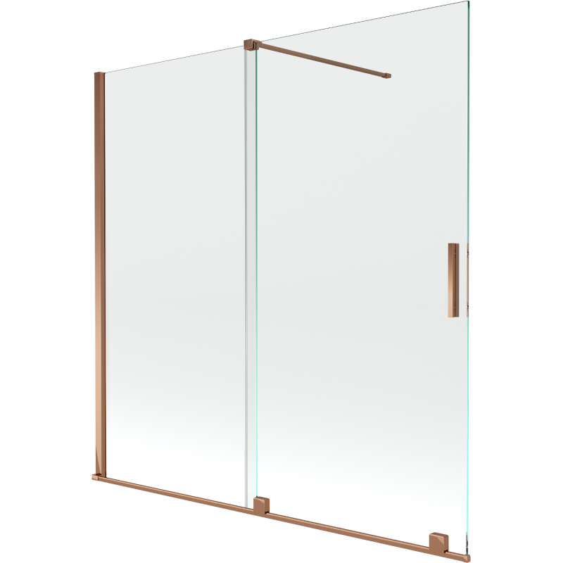 Mexen Velar paraván do vane, dvojkrídlový posuvný 160 x 150 cm, transparentný, ružové zlato - 896-160-000-01-60