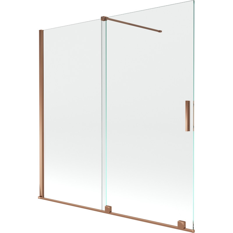 Mexen Velar vaňová zástena s posuvnými 2 krídlami 160 x 150 cm, transparentná, ružové zlato - 896-160-000-01-60