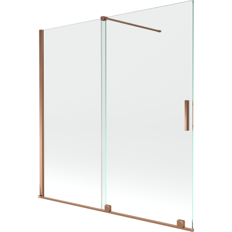 Mexen Velar rozťahovacia vaňová zástenka 2-krídlová 160 x 150 cm, transparentná, ružové zlato - 896-160-000-01-60