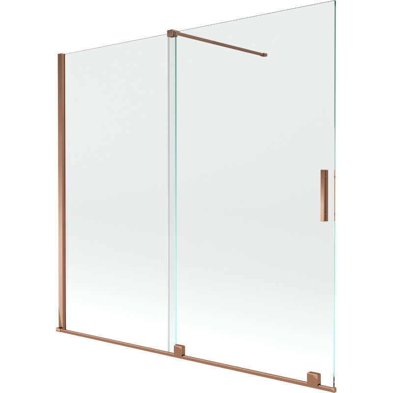 Mexen Velar vaňová zástena 2-krídlová posuvná 170 x 150 cm, transparentná, ružové zlato - 896-170-000-01-60