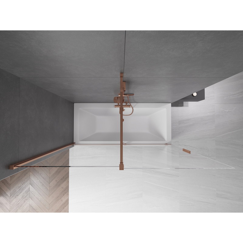 Mexen Velar 2-krídlový zasúvací vaňový paraván 180 x 150 cm, transparentný, ružové zlato - 896-180-000-01-60