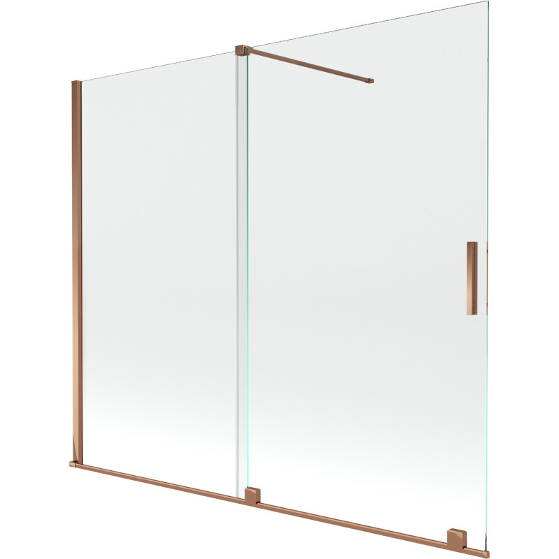 Mexen Velar 2-krídlový zasúvací vaňový paraván 180 x 150 cm, transparentný, ružové zlato - 896-180-000-01-60