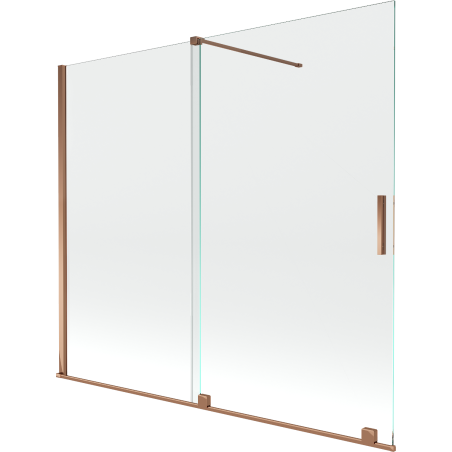 Mexen Velar dvojkrídlová rozťahovacia vaňová zástena 180 x 150 cm, transparentná, ružové zlato - 896-180-000-01-60