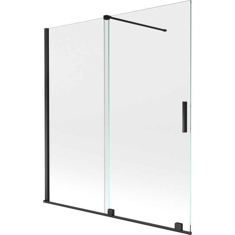Mexen Velar rozťahovacia vaňová zástena 2-krídlová 150 x 150 cm, transparentná, čierna - 896-150-000-01-70