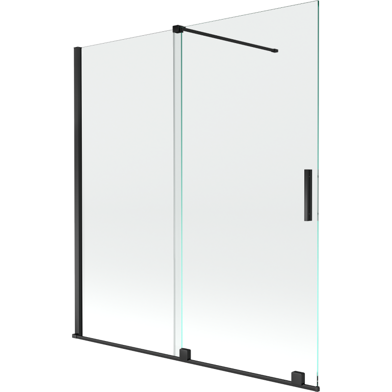 Mexen Velar vaňová zástena, 2-krídlová posuvná 150 x 150 cm, transparentná, čierna - 896-150-000-01-70