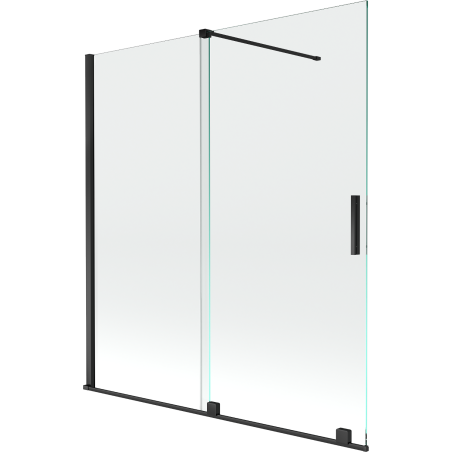 Mexen Velar dvojkrídlová posuvná vaňová zástena 150 x 150 cm, transparentná, čierna - 896-150-000-01-70