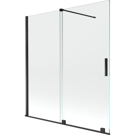 Mexen Velar vaňová zástena, 2-krídlová posuvná 150 x 150 cm, transparentná, čierna - 896-150-000-01-70