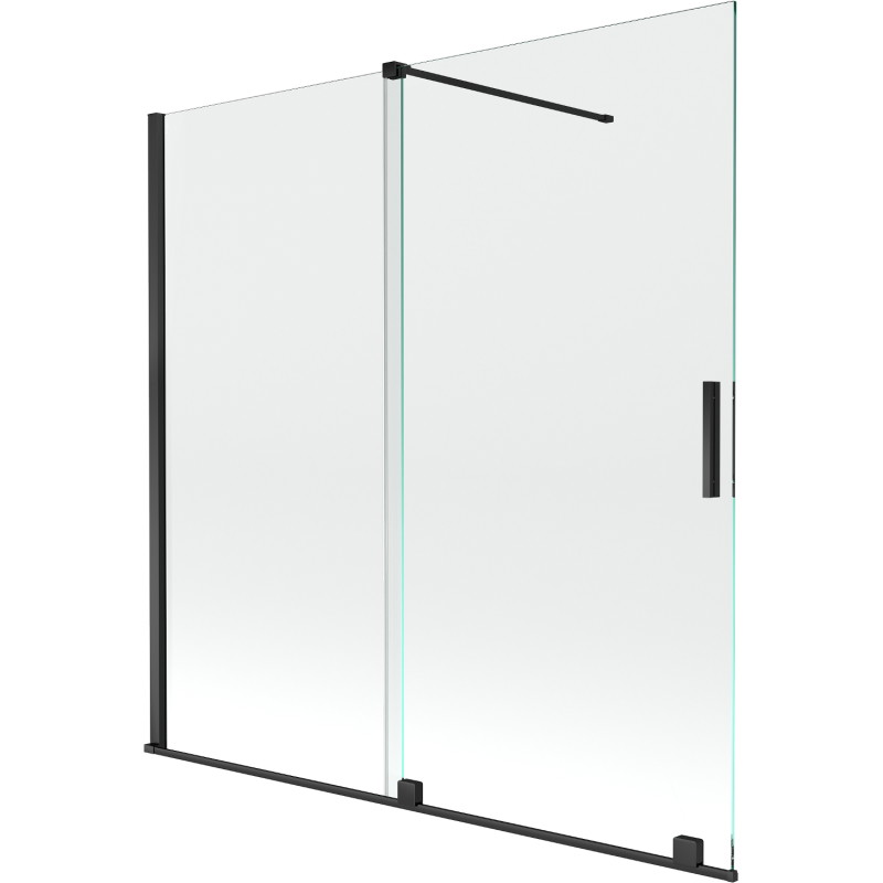 Mexen Velar posuvná vaňová clona 2-krídlová 160 x 150 cm, priehľadná, čierna - 896-160-000-01-70