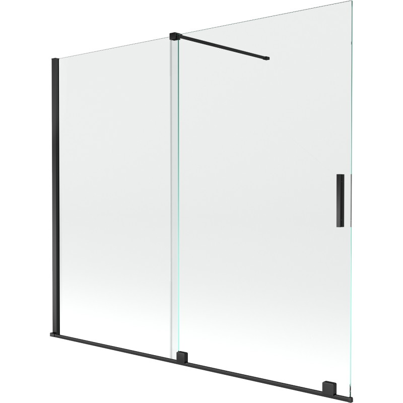 Mexen Velar 2-krídlový posuvný kúpeľňový paraván 180 x 150 cm, transparentný, čierny - 896-180-000-01-70