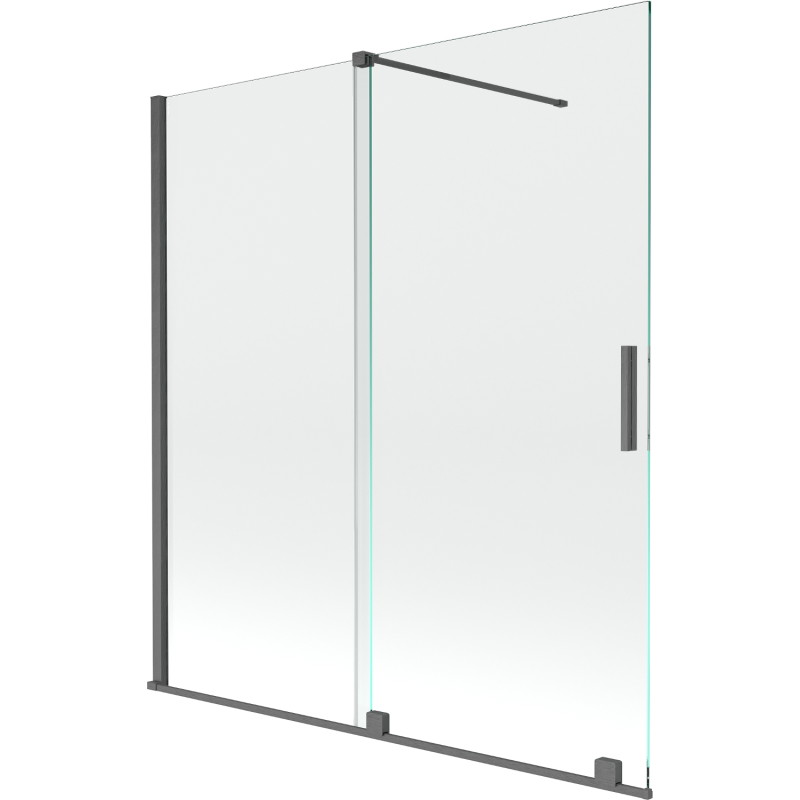 Mexen Velar dvojkrídlová vaňová zástena, posuvná 150 x 150 cm, transparentná, brúsená gun metal - 896-150-000-01-66