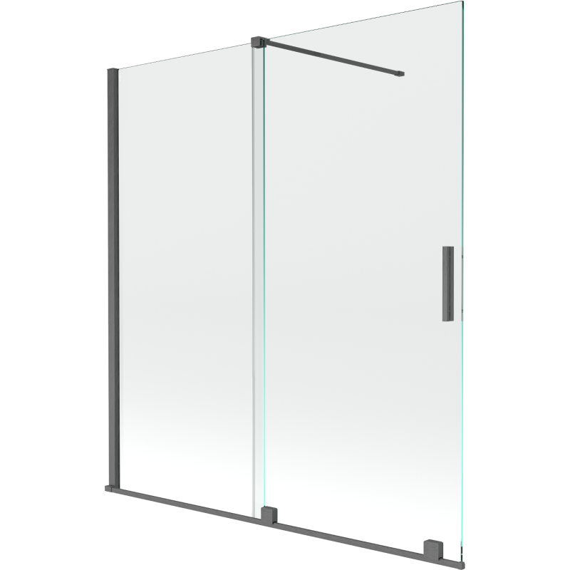 Mexen Velar vaňová zástena 2-krídlová posuvná 150 x 150 cm, transparentná, brúsená gun gray - 896-150-000-01-66