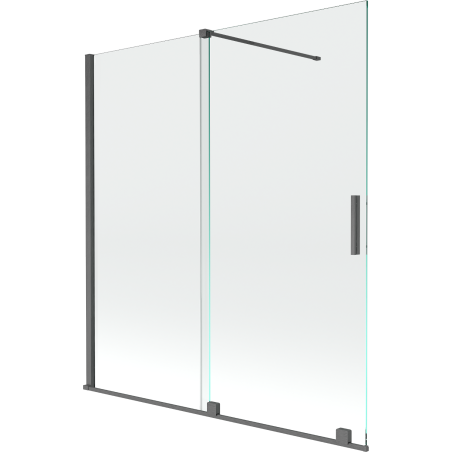 Mexen Velar dvojkrídlová vaňová zástena, posuvná 150 x 150 cm, transparentná, brúsená gun metal - 896-150-000-01-66