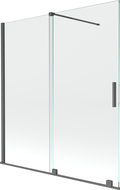 Mexen Velar rozťahovací vaňový paraván, 2-dielny, 150 x 150 cm, priehľadný, brúsený gun gray - 896-150-000-01-66