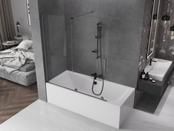 Mexen Velar vaňová zástena dvojkrídlová Posuvný 150 x 150 cm, Priehľadné, gun gray kefovaný - 896-150-000-01-66