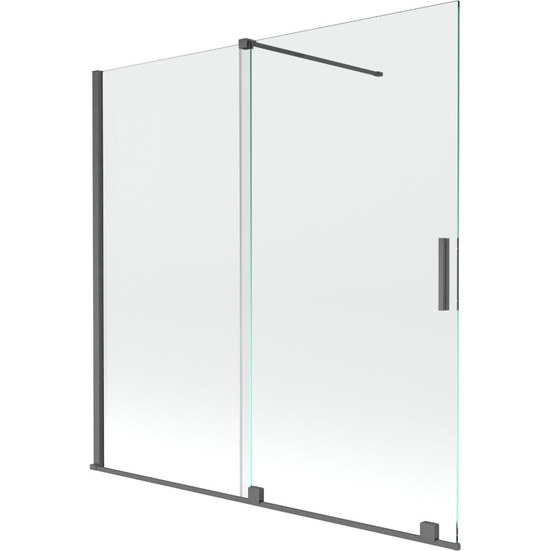 Mexen Velar dvojkrídlová posuvná vaňová stena 160 x 150 cm, transparentná, kartáčovaná gun gray - 896-160-000-01-66