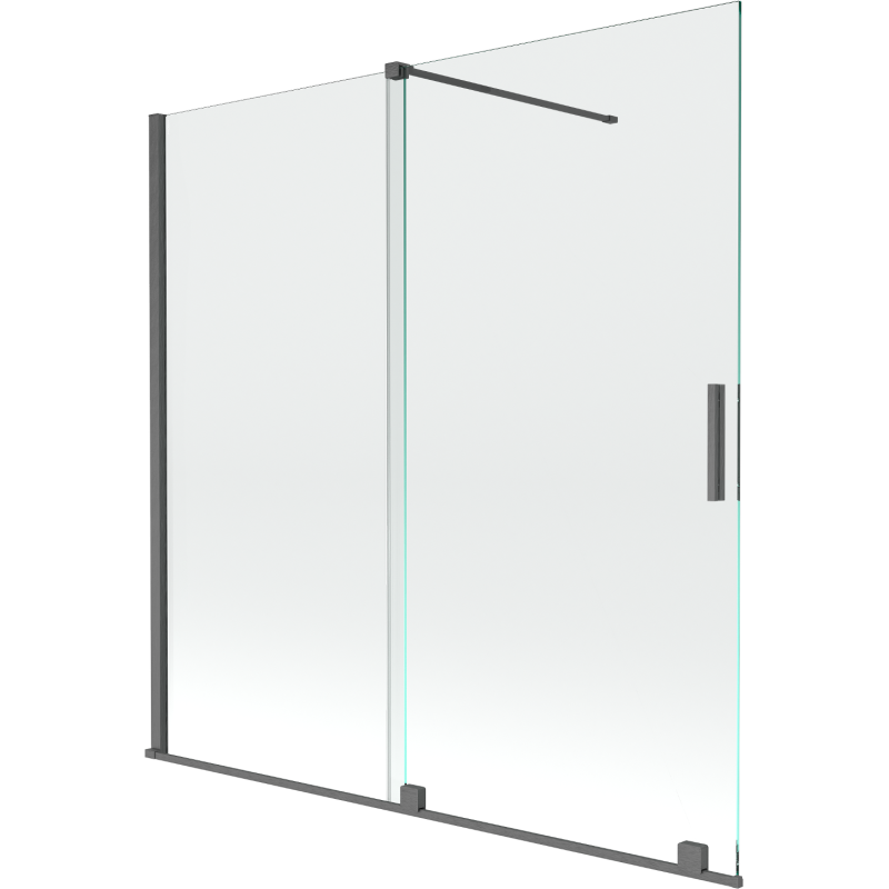 Mexen Velar vaňová zástena, 2-krídlová posuvná 160 x 150 cm, transparentná, brúsená - gun gray - 896-160-000-01-66