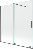 Mexen Velar dvojkrídlová posuvná vaňová stena 160 x 150 cm, transparentná, kartáčovaná gun gray - 896-160-000-01-66