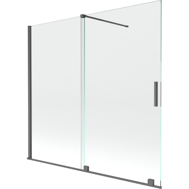 Mexen Velar sklenená ochranná stena do vane 2-krídlová posuvná 170 x 160 cm, transparentná, brúsená gun metal