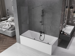 Mexen Velar posuvná dvojdielna vaňová stena 170 x 160 cm, transparentná, kartáčovaná zbraňová šedá