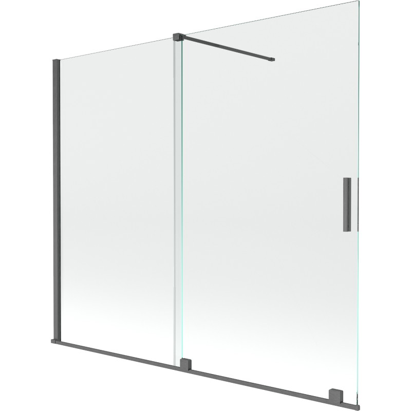 Mexen Velar dvojkrídlová posuvná vaňová zástena 180 x 150 cm, transparentná, brúsená gun gray - 896-180-000-01-66