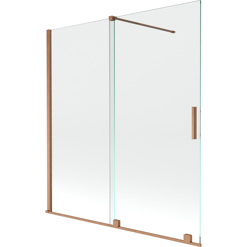 Mexen Velar posuvná vaňová zástena s 2 krídlami 150 x 150 cm, transparentná, brúsená meď - 896-150-000-01-65