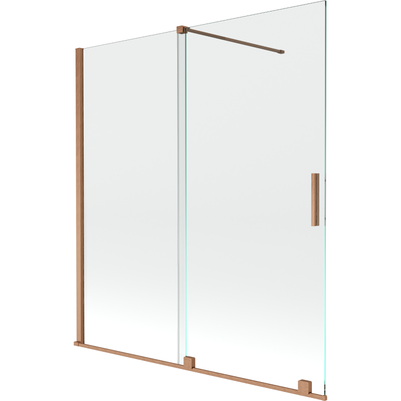 Mexen Velar sprchová zástena 2-krídlová posuvná 150 x 150 cm, transparentná, kartáčovaná meď - 896-150-000-01-65