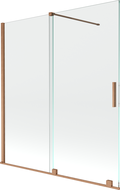 Mexen Velar sprchová zástena 2-krídlová posuvná 150 x 150 cm, transparentná, kartáčovaná meď - 896-150-000-01-65