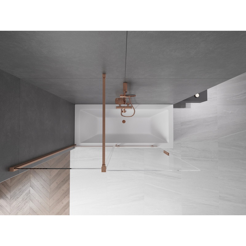 Mexen Velar 2-krídlové rozťahovacie vaňové zásteny 150 x 150 cm, transparentné, brúsená meď - 896-150-000-01-65