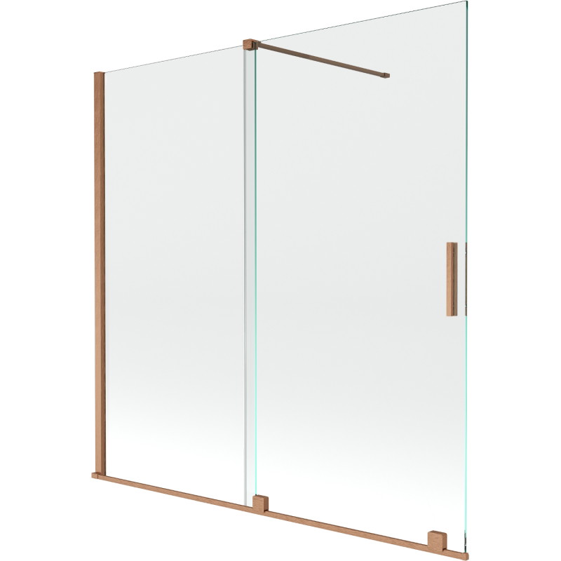 Mexen Velar dvojkrídlová vaňová zástena posuvná 160 x 150 cm, transparentná, kartáčovaná meď - 896-160-000-01-65