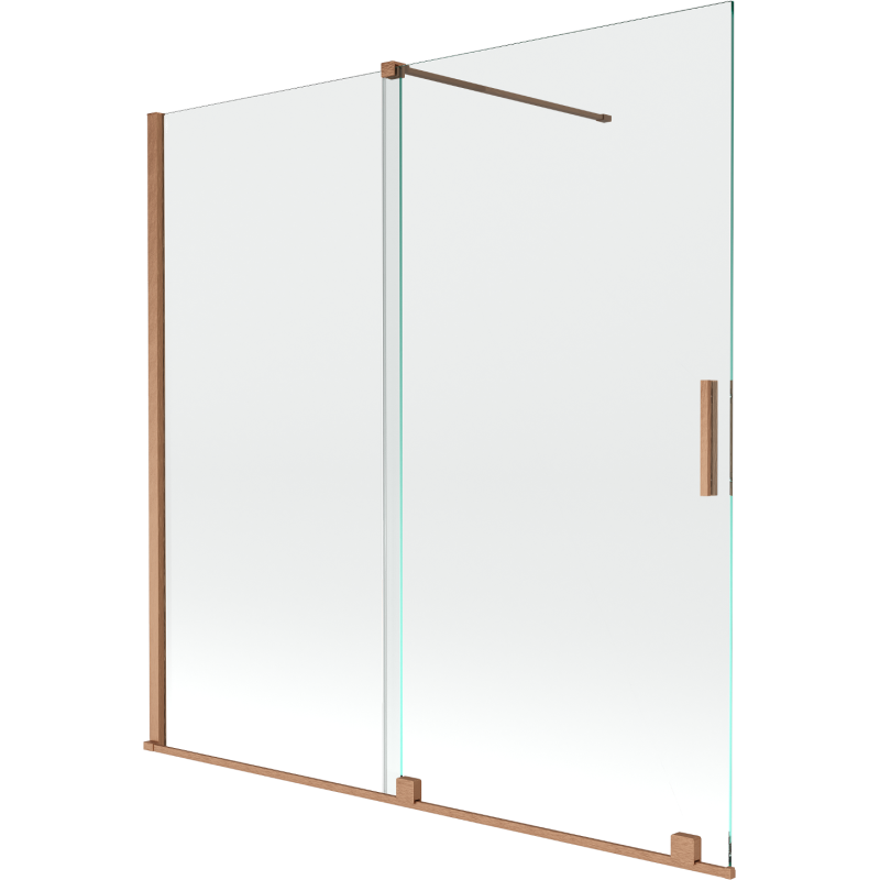Mexen Velar vaňová zástena, 2-krídlová posuvná 160 x 150 cm, transparentná, brúsená meď - 896-160-000-01-65