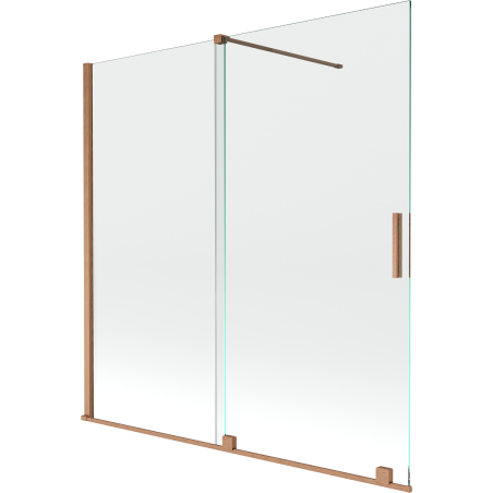 Mexen Velar dvojkrídlová vaňová zástena posuvná 160 x 150 cm, transparentná, kartáčovaná meď - 896-160-000-01-65