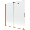 Mexen Velar dvojkrídlová vaňová zástena posuvná 160 x 150 cm, transparentná, kartáčovaná meď - 896-160-000-01-65