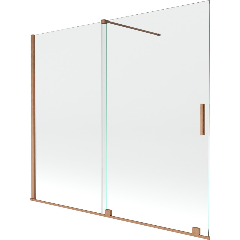 Mexen Velar sprchová zástena dvojkrídlová posuvná 180 x 150 cm, transparentná, brúsená meď - 896-180-000-01-65