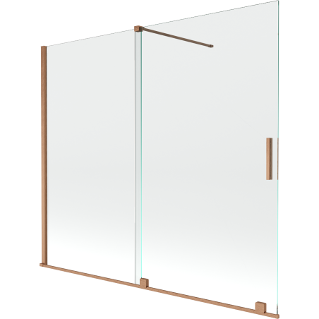 Mexen Velar sprchová zástena 2-krídlová posuvná 180 x 150 cm, transparentná, brúsená meď - 896-180-000-01-65