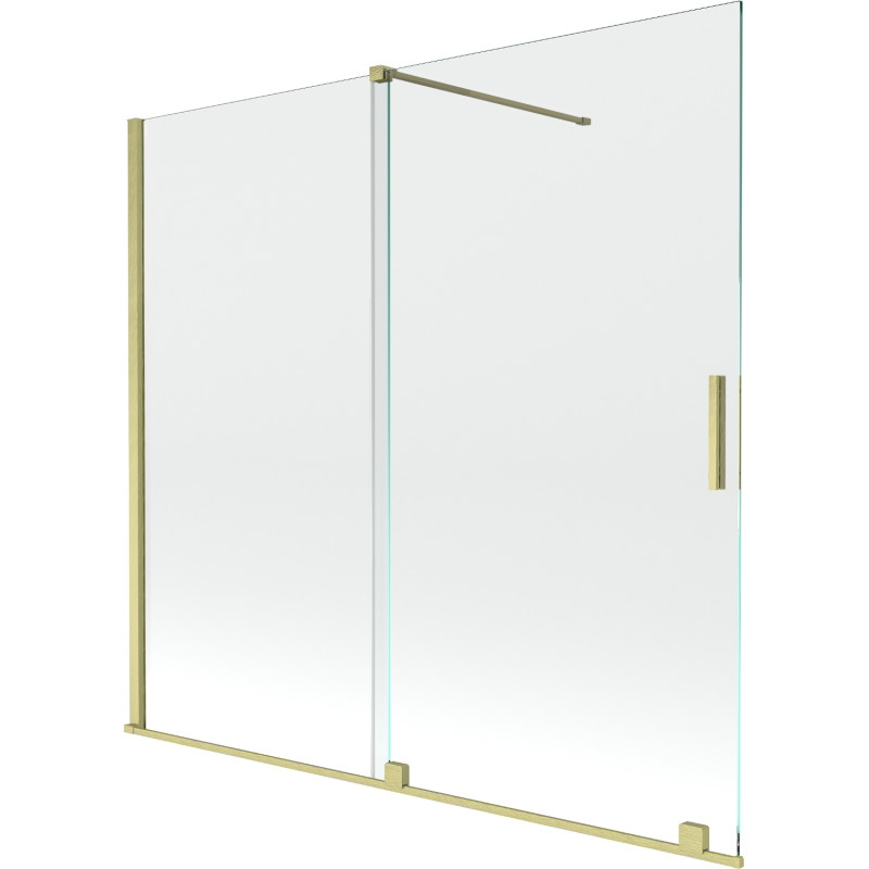 Mexen Velar paraván na vaňu, 2-krídlový posuvný 170 x 150 cm, transparentný, zlatý kartáčovaný - 896-170-000-01-55