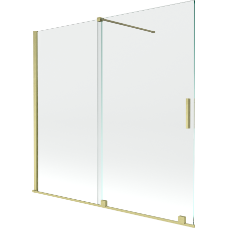 Mexen Velar paraván na vaňu, 2-krídlový posuvný 170 x 150 cm, transparentný, zlatý kartáčovaný - 896-170-000-01-55