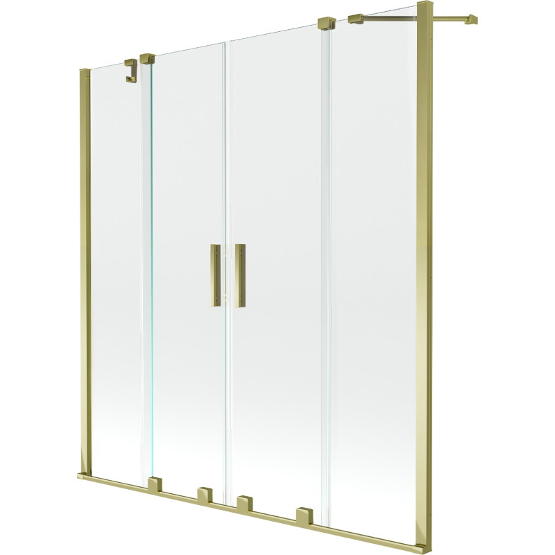 Mexen Velar Duo sprchová zástenka 2-krídlová posuvná 150 x 150 cm, transparentná, zlatá - 896-150-000-02-50