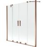 Mexen Velar Duo sprchový záves 2-krídlový posuvný 150 x 150 cm, transparentný, ružové zlato - 896-150-000-02-60