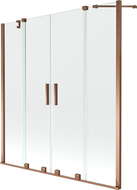 Mexen Velar Duo sprchový záves 2-krídlový posuvný 150 x 150 cm, transparentný, ružové zlato - 896-150-000-02-60