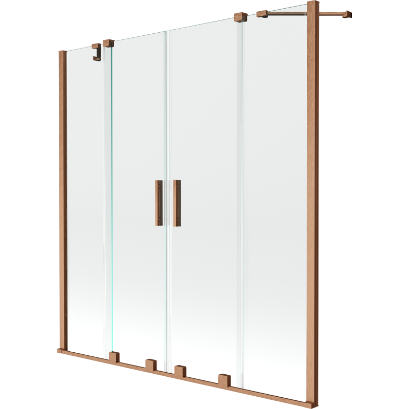 Mexen Velar Duo vaňová zástena dvojkrídlová Posuvný 140 x 150 cm, Priehľadné, kefovaná meď - 896-140-000-02-65